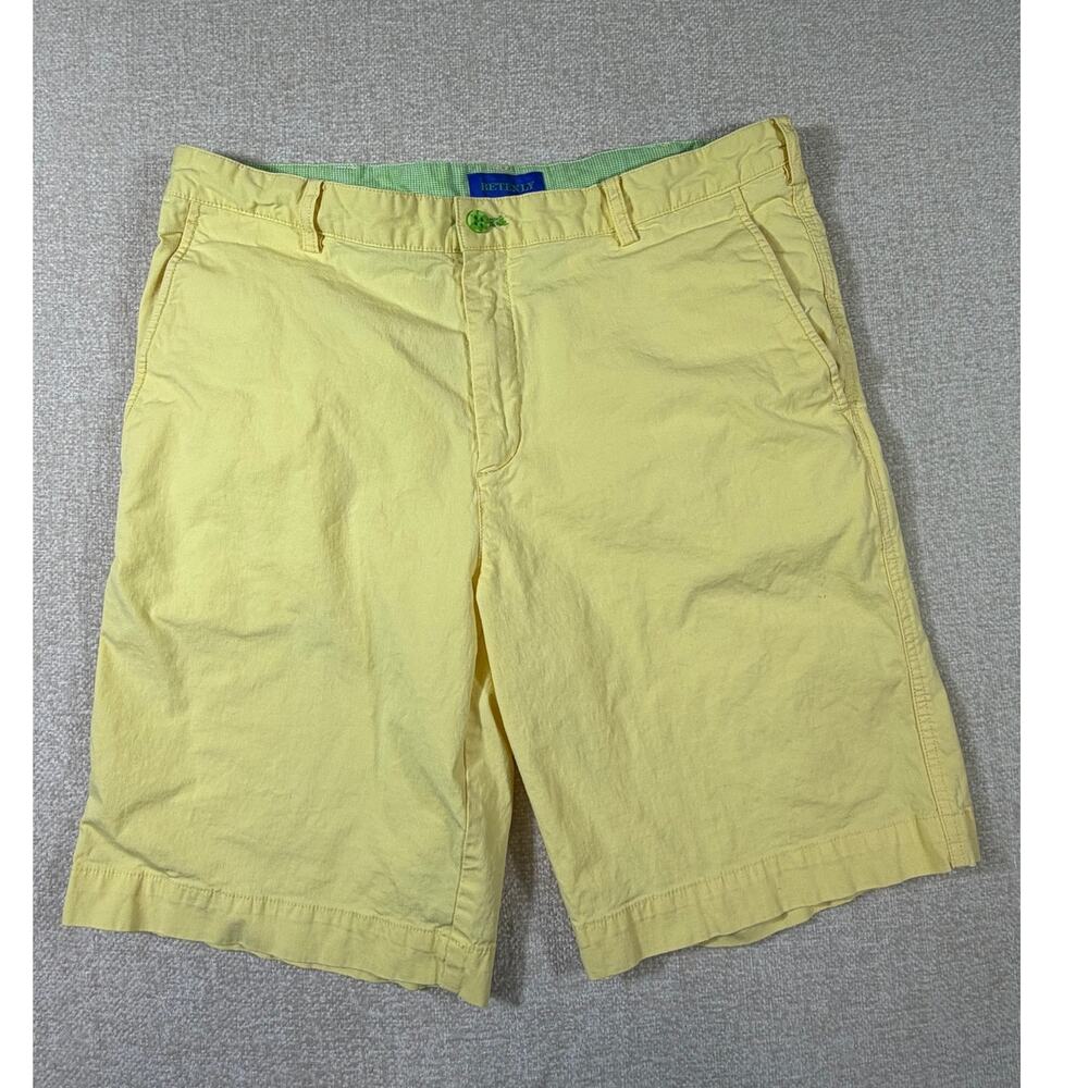 Betenly Men Yellow 36 Flat Front Casual Chino Summer Golf Shorts Pants Stretch